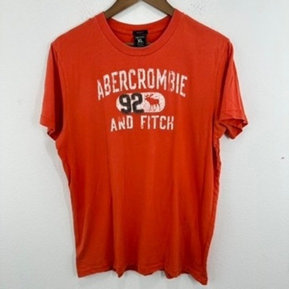 Vintage Abercrombie & Fitch Mens XL Muscle Graphic T Shirt Orange Moose Logo - Picture 1 of 7